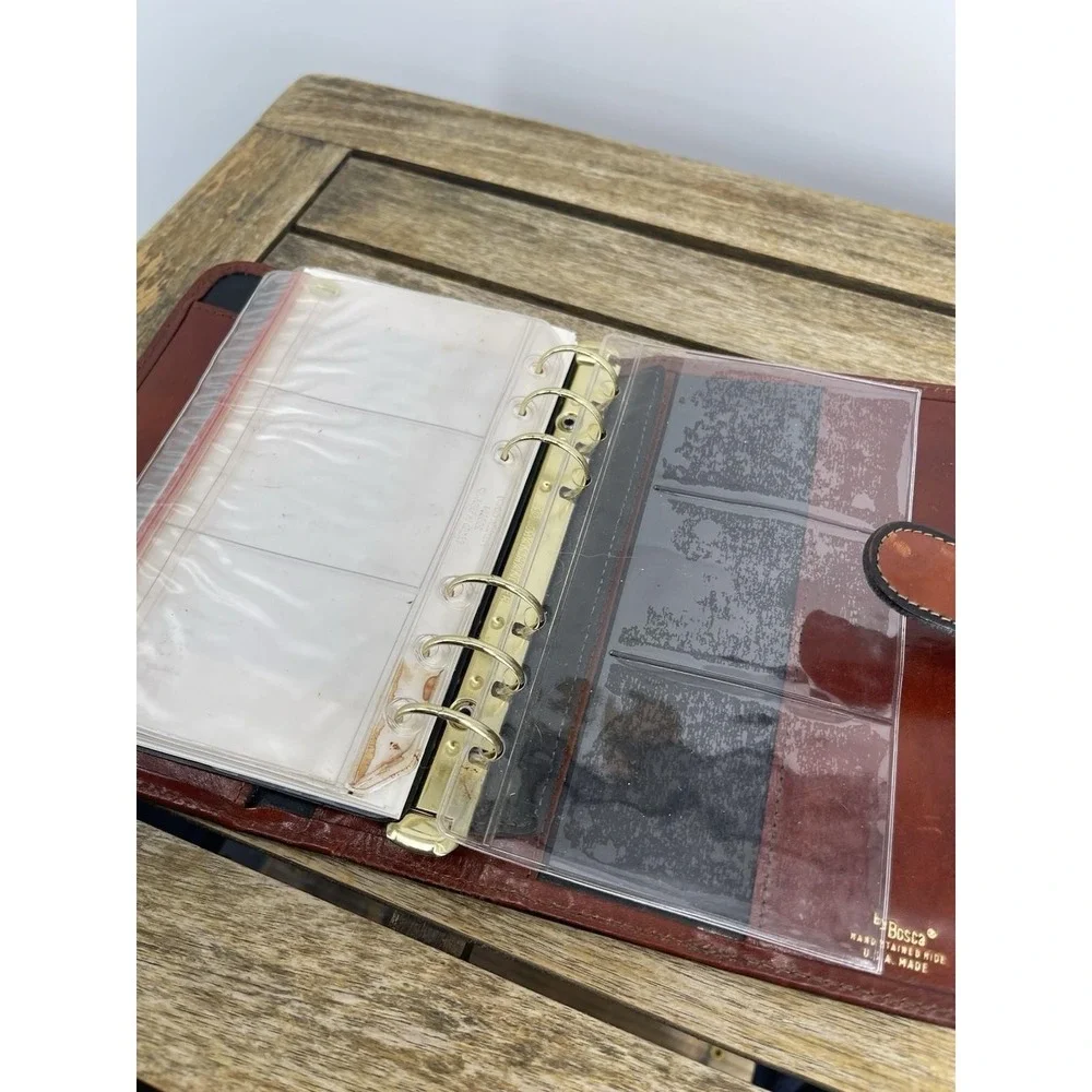 Bosca Leather Organizer Planner Binder Brown‎ Hand Stained Hide USA
